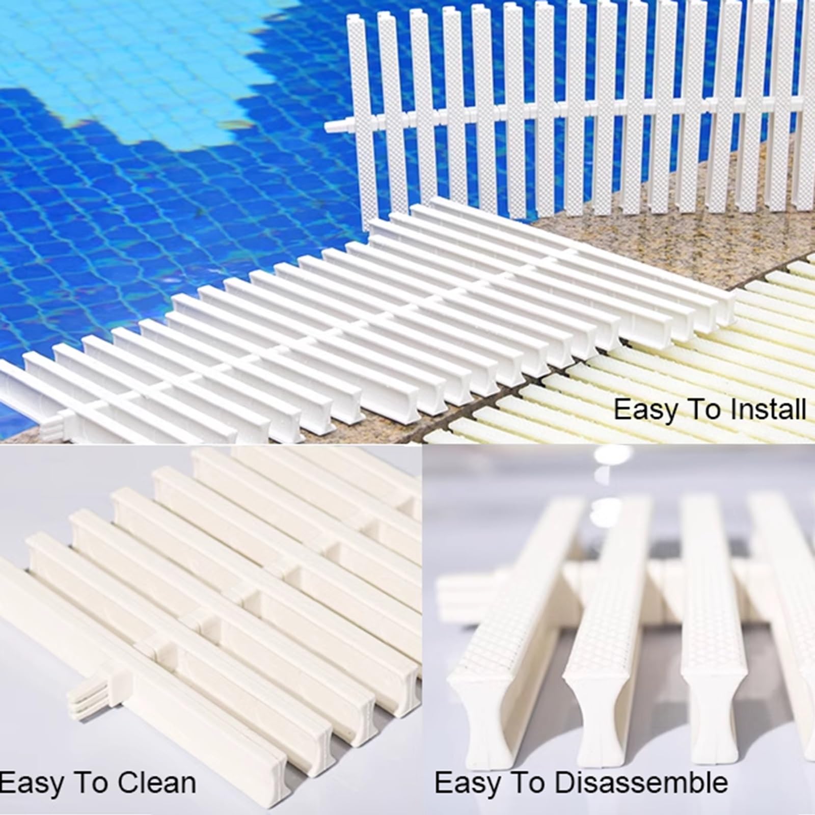 Griglie per piscine, griglia resistente per piscine – Griglia di drenaggio a canale da 20 cm, griglia flessibile per troppopieno, beige, 1 pezzo – Soluzione di drenaggio per piscine resistente
