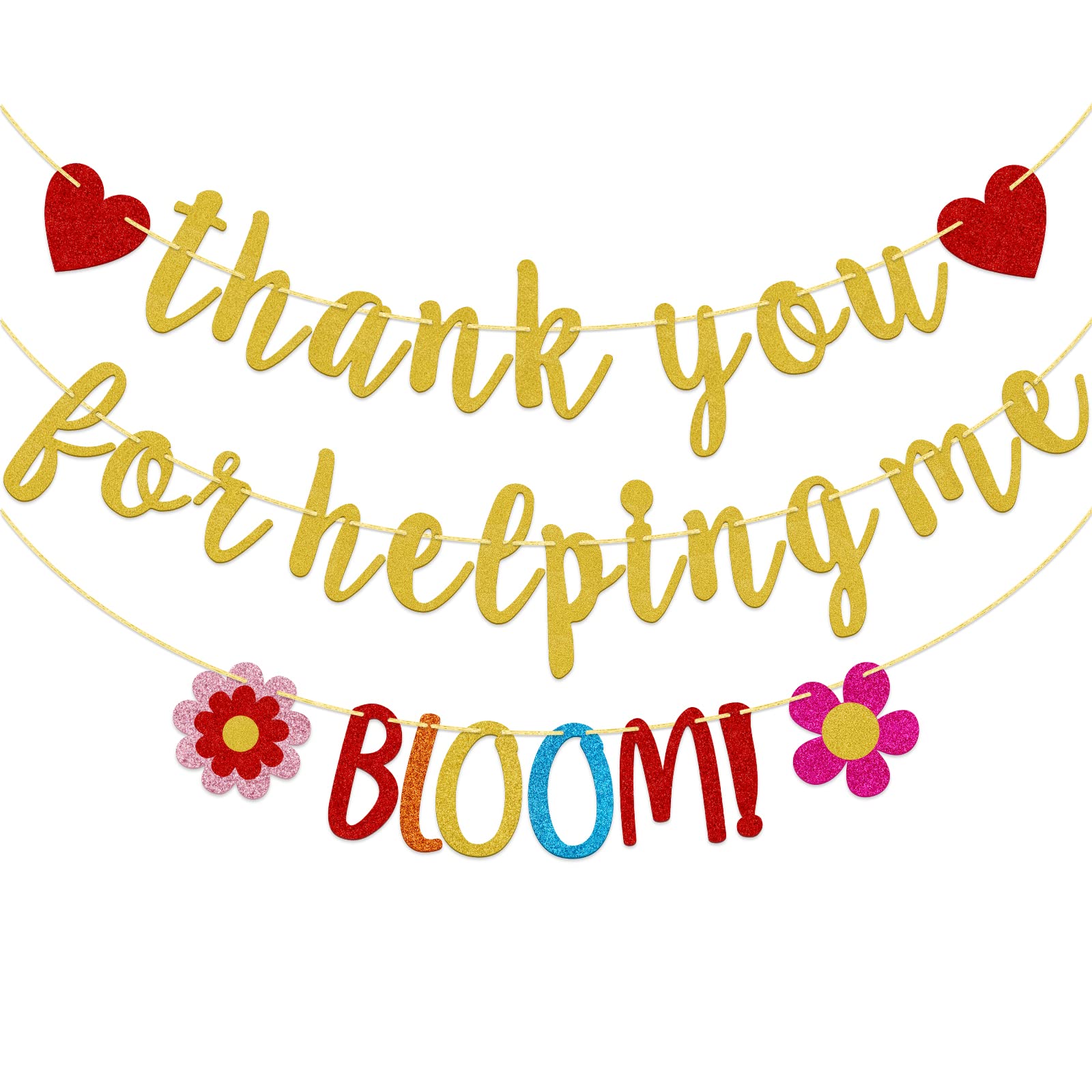 “Thank You for Helping Me” Banner — Teacher Appreciation Banner, Graduation Banner, Mother's Day Banner, Thank You Teachers, Colorful Glitter