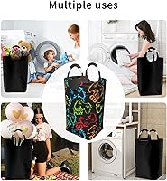 Vista 7 de Coloridas siluetas joystick juego cesta de lavandería con asas cesta de lavandería juguetes organizador de almacenamiento cubo plegable cubo