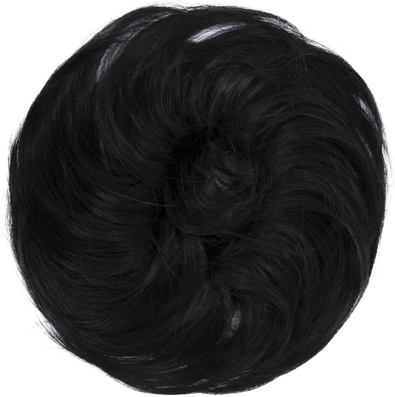 CAISHA Synthetic Fiber Hairpiece Scrunchie Scrunchy Updo Slightly Wavy Black G1B, black #1 G1B - Image 4