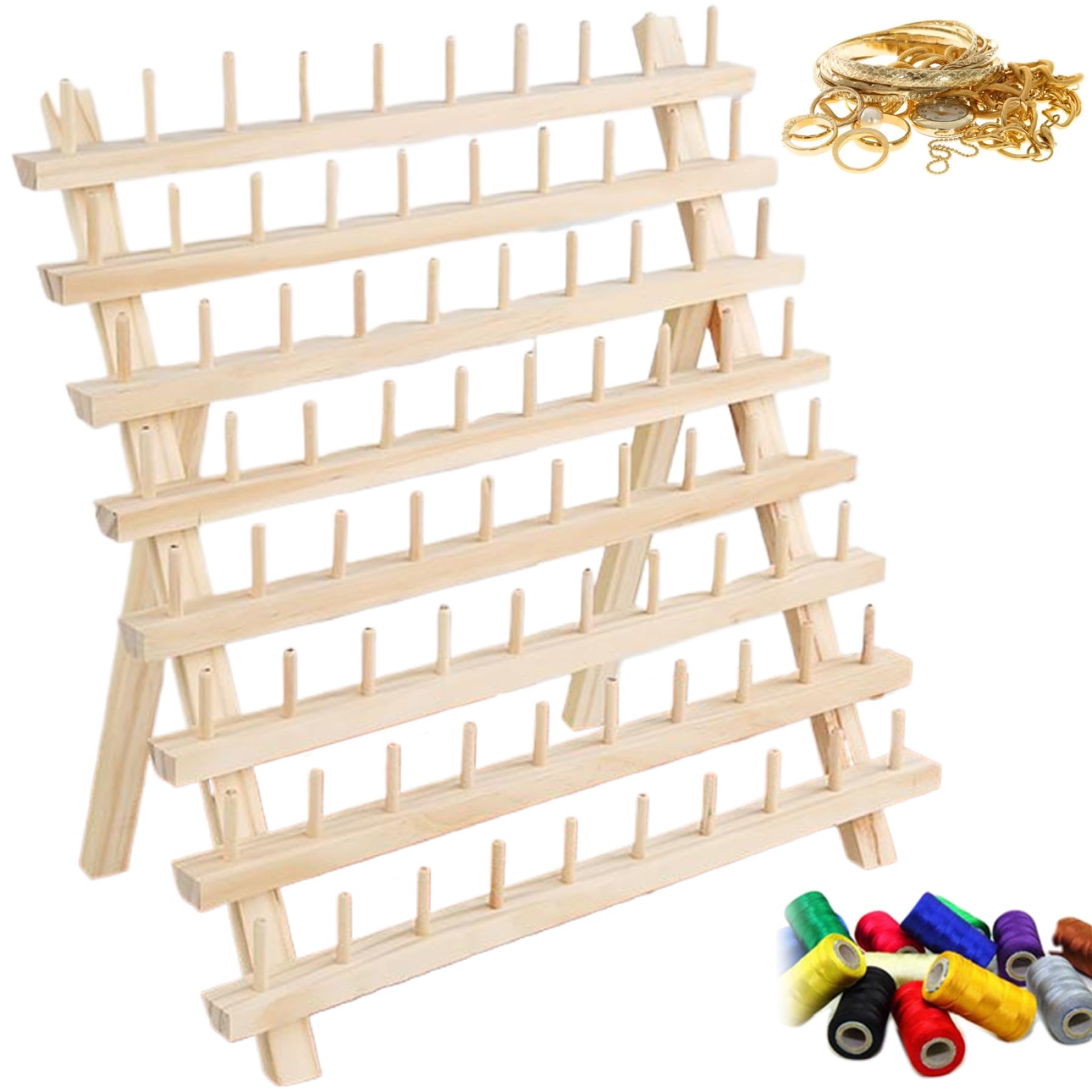Porte-fil en bois à 80 broches pliable pour un rangement stable