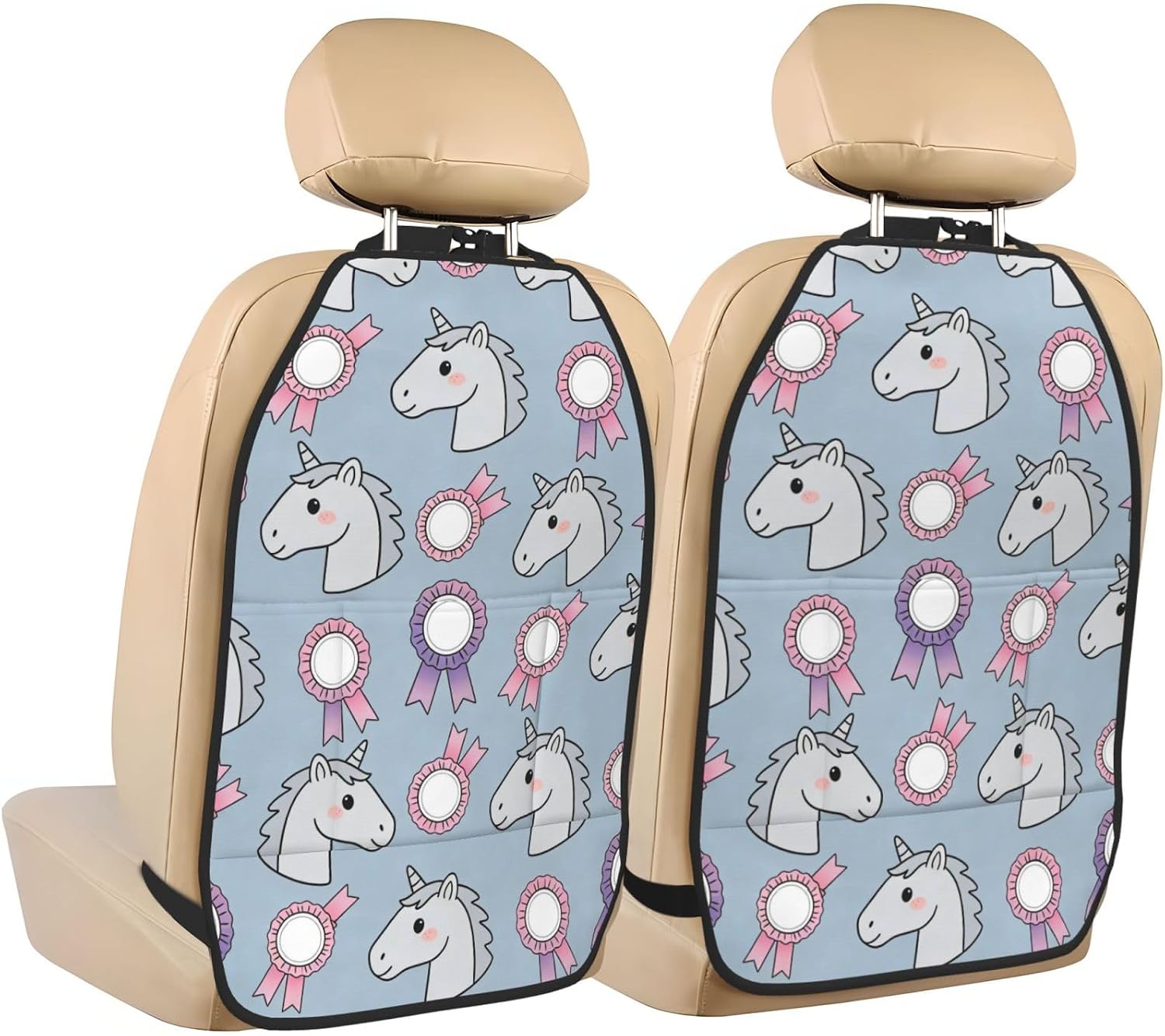 Mexican Alpaca Cactus Car Seat Back Kick Protector 2 Pack, 18.5x26.4 Inch Anti-Kick Pad, Waterproof Oxford Fabric Large Rear Seat Cover for Kids Pets Fits SUV Jeep Truck Sedan