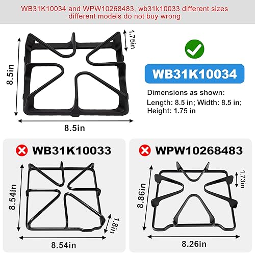 Miniatura 2 de WB31K10034 Rejillas de quemador para estufas de gas compatibles con estufa de gas GE para estufa de gas General Electric Rejilla de superficie