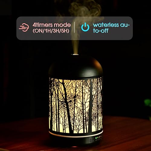 Miniatura 4 de Difusor de aromaterapia de aceite esencial para el hogar, dormitorio, oficina, habitación decorativa hueca de metal, ultrasónico, aroma de aire,