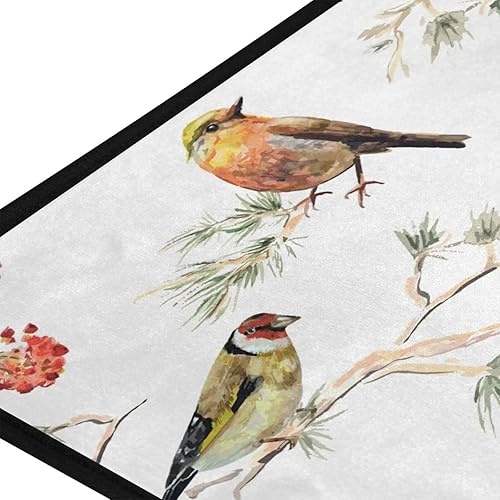 Vista 2 de Gredecor Alfombra de cocina de abeto de invierno, diseño de pájaros, antifatiga, Navidad, invierno, Navidad, decorativo, antideslizante, lavable