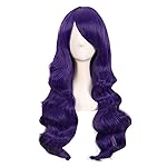 MapofBeauty 28 Inch/70cm Charming Women Side Bangs Long Curly Full Hair Synthetic Wig (Dark Purple)