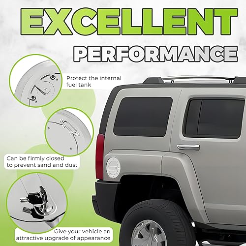 Miniatura 4 de KUAFU Puerta de combustible con bloqueo compatible con Hummer H3 H3T 2003-2010 Llenadora de combustible para tanque de combustible Tapa de tanque de