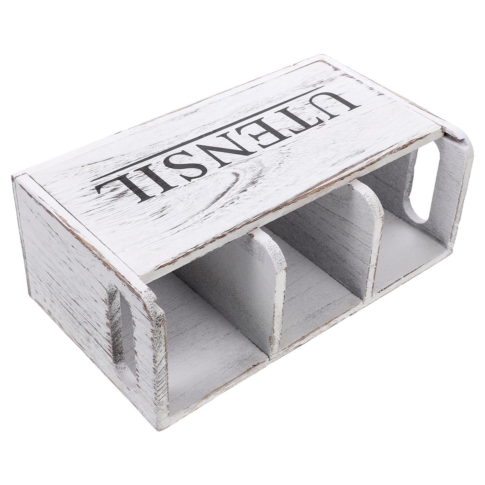 Soporte Organizador de Utensilios de Cocina de Madera con Compartimentos para Cubiertos