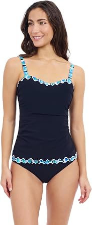 Profile by Gottex Bachata Womens Tricolore D-Cup Tankini Top with Underwire, Foam, Built-in Bra, Lining