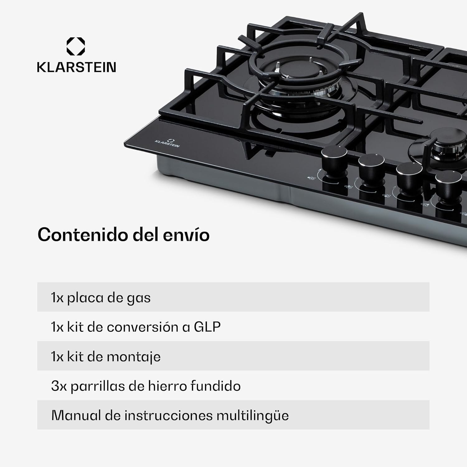 Klarstein 5 Burner Gas Hob/Hob/Gas Cooker, Built-in Cooking Table with 5 Burners, 11100W, Stainless Steel, LPG Cookers