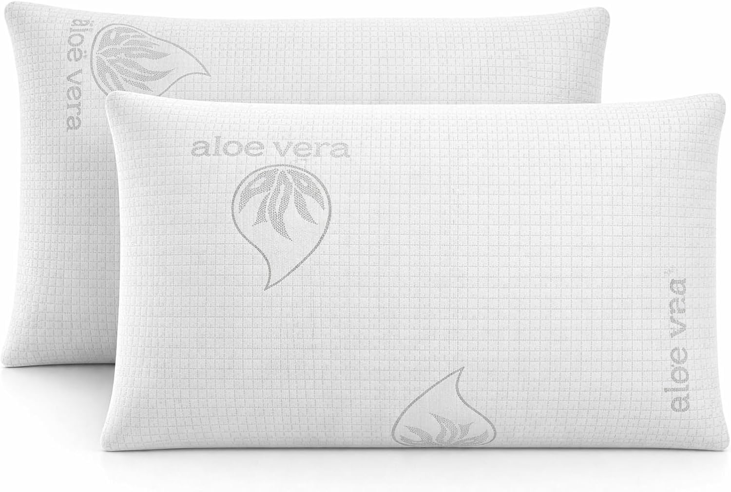 Almohada Viscoelástica con Aloe Vera, 70 75 90 cm, Firmeza Media, Ergonómica, Transpirable, Funda Lavable, Antiácaros (2, 90 CM)