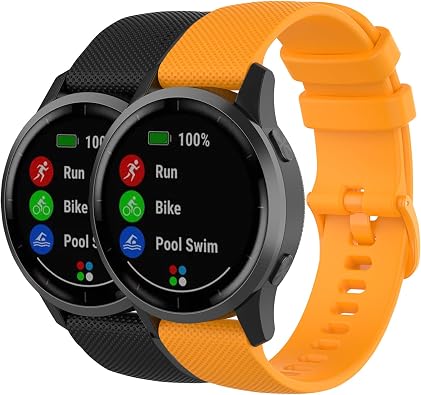 Nacorulu for Garmin Forerunner 255 Band,22mm Silicone Replacement Strap for Garmin Venu 3/2,Forerunner 265/570 47MM/970,Galaxy Watch 3 45MM,Gear S3 Classic Frontier 2Pack