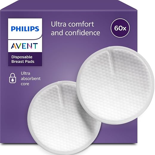 Philips Avent SCF254/61 - Discos absorbentes de lactancia desechables, pack de 60 discos absorbentes para usar de día o de noche, Blanco