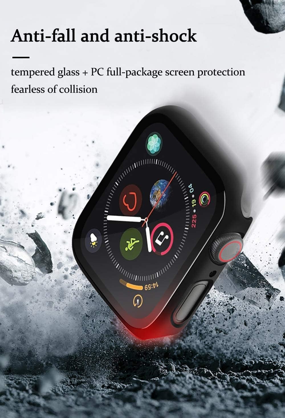 Henstar Compatible with Apple Watch Series 7 41mm Hard Case,Ultra Thin HD Tempered Glass Screen Protector Full Coverage Protective Cover for iwatch (Rose Gold, Series 7 41mm)