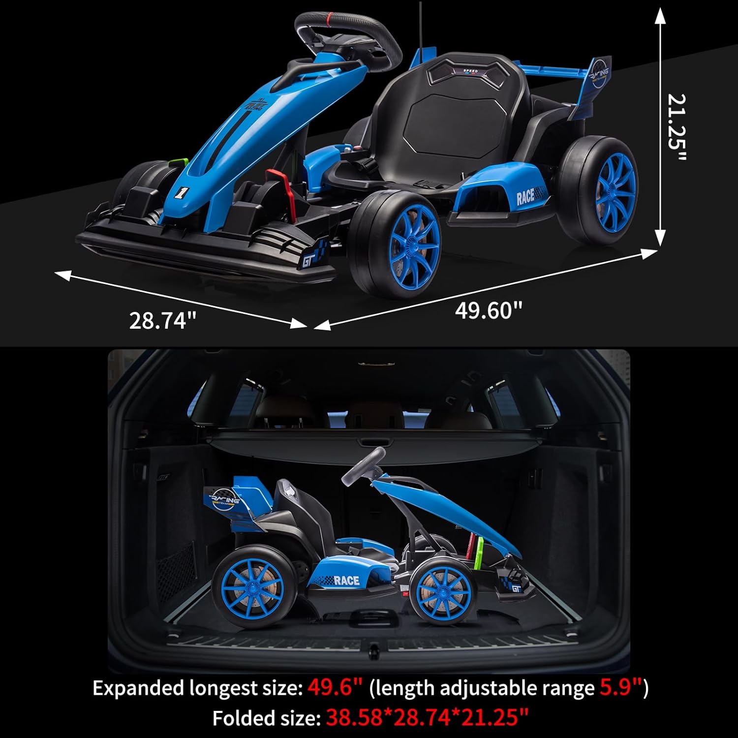 GarveeLife 24V Electric Drift Kart for Kids, Ride Car with Adjustable Seat & 8.5MPH Speed, EVA Silent Wheels, Parent-Safety Certified Ride-On Toy