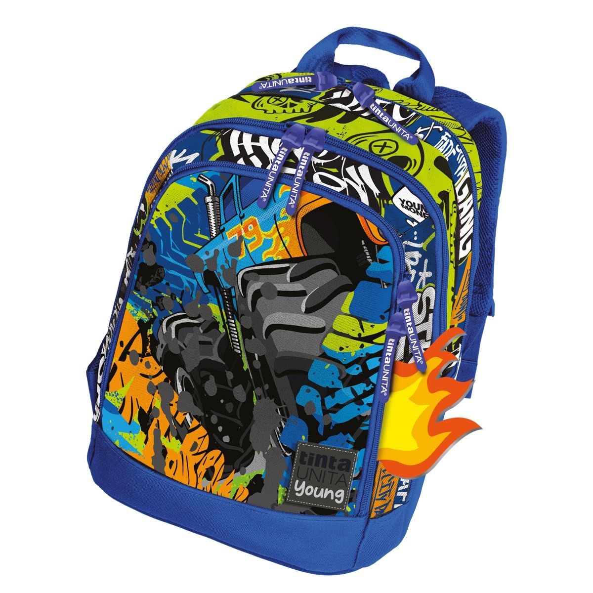 Tinta Unita Schulrucksack Dream Cross System Monster Truck 2026/2027 Pool Over 28 L Mappe