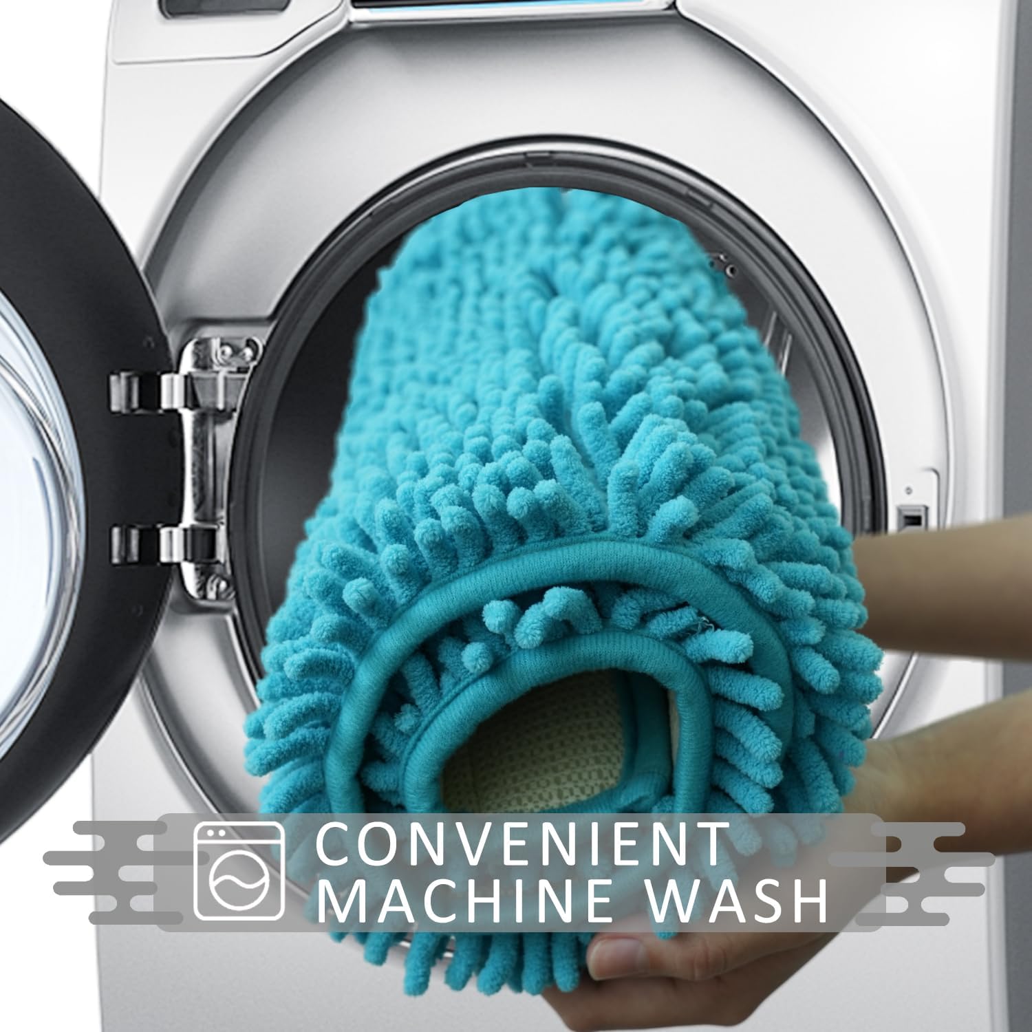 Bathroom Rugs Sets 3 Piece Non Slip,Bath Rugs with PVC Backing Bath Carpet,Bathroom Rug Washable,Absorbent,Plush Carpet Mats,Bath Mats for Bedroom, Kitchen,Tub,Home Decor (Turquoise) - Image 8