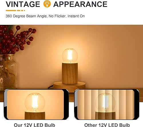 Miniatura 3 de Bombilla LED de 12 voltios, equivalente a 25 W, blanco cálido 2700 K, 2 W 200 lúmenes, 12-24 V CC, base E26, bombilla de globo A15 de bajo voltaje