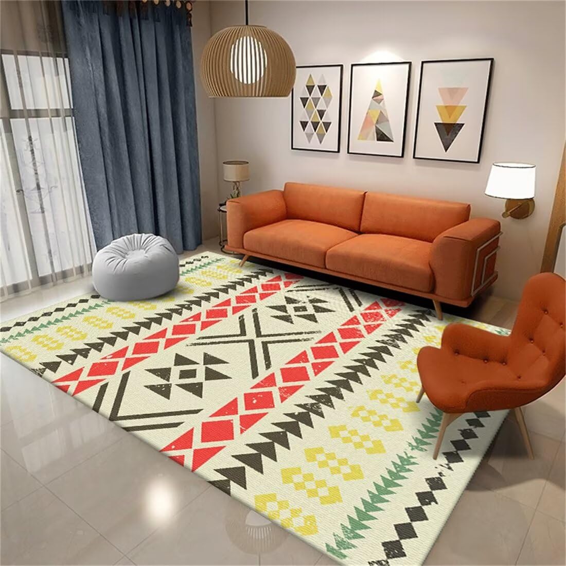 Tapis lavable salon et chambre géométrique moderne XXL 90x200cm