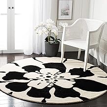 Modern Interior Handmade Tufted Soft Woolen Round Carpets for Home Living Room Dinning Room Bedroom Guest Room Kitchen & Hall Size 4x4 feet Black and White Colour