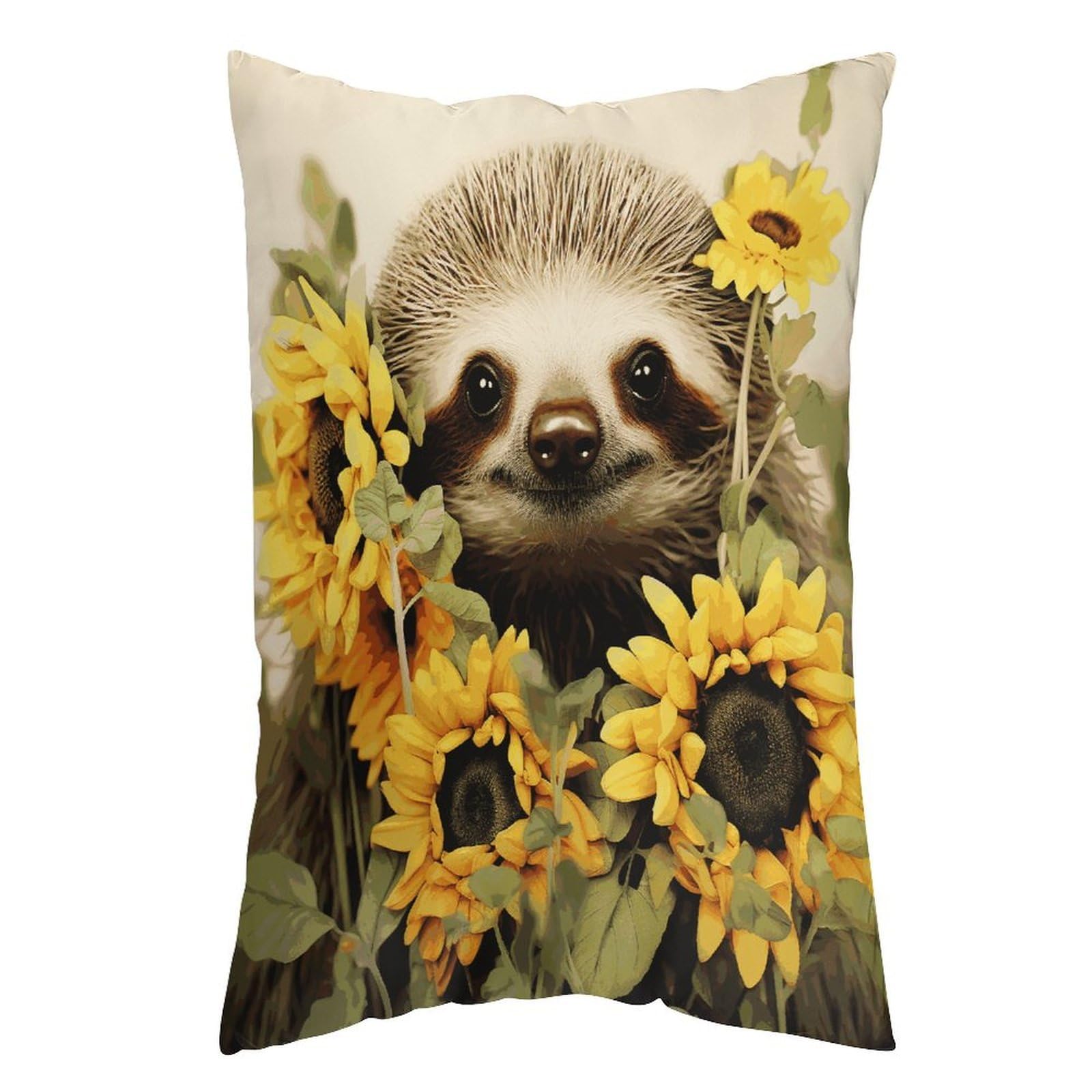 LDGSUPH Sloth Sunflower Pillow Cases Soft Pillowcase with Invisible Zipper Wrinkle Resistant Pillow Covers Breathable Removable Pillow Protector for Bed Sofa Car 12 "x20