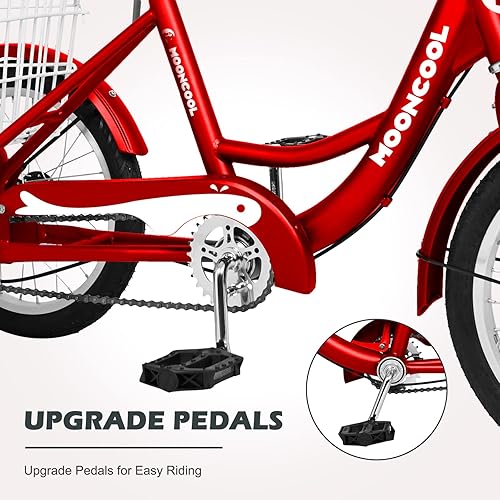 Vista 167 de H&ZT Triciclo para adultos, bicicleta de 3 ruedas, triciclo crucero, con engranaje de 7 velocidades, mango de freno de estacionamiento, escalón
