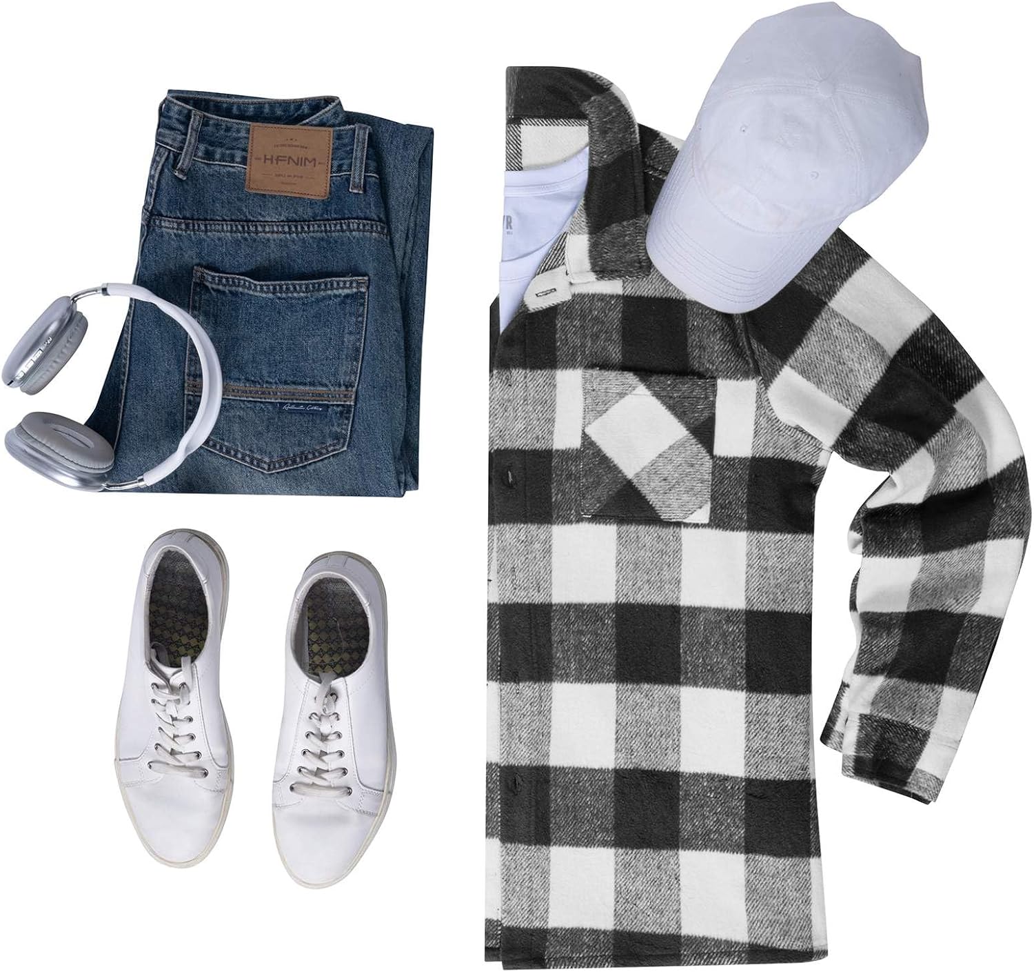 COOFANDY Men's Flannel Shirts Casual Button Down Plaid Shirt Jacket Long Sleeve Fleece Shacket with Pockets