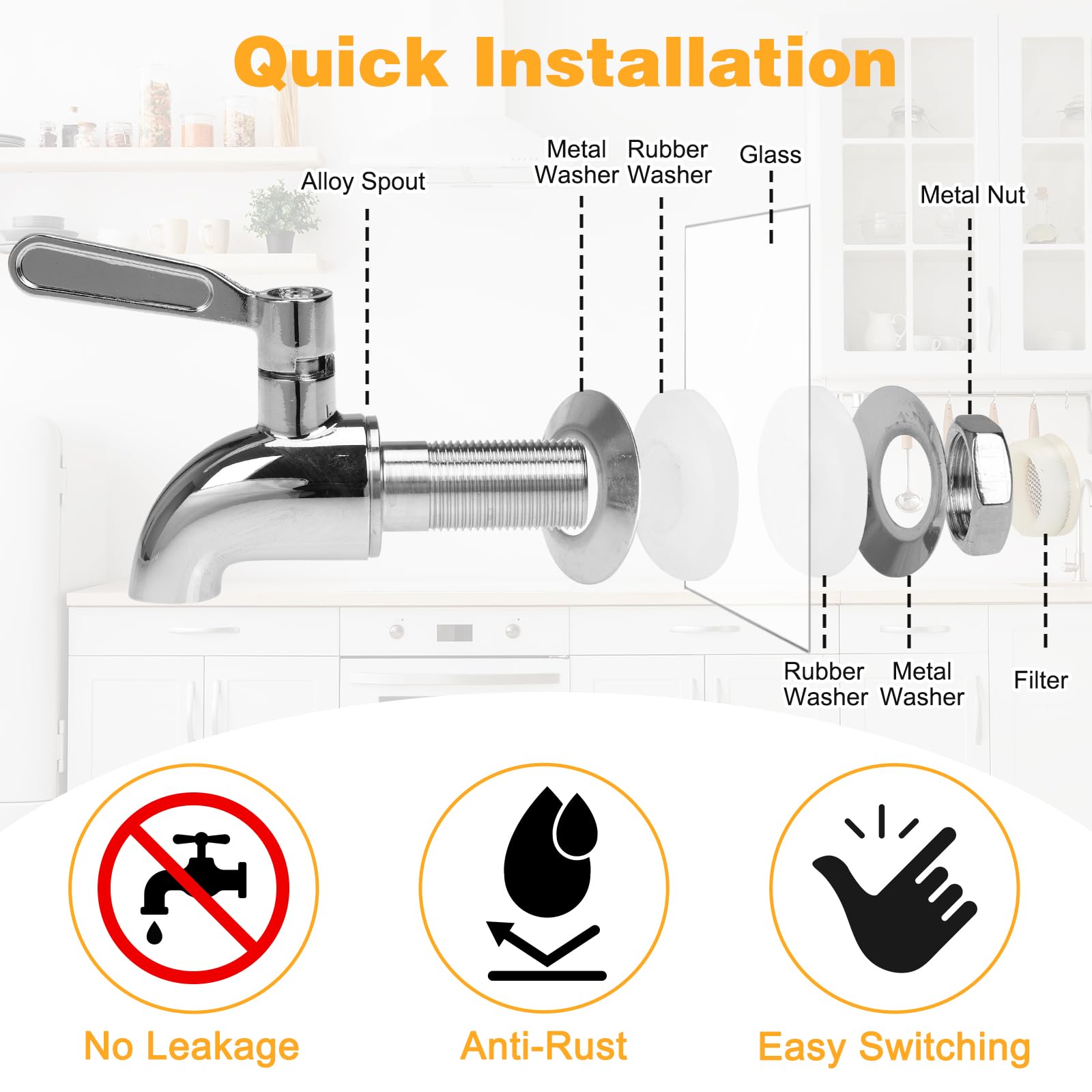 Moretoes Dispensador de bebidas de vidrio para fiestas, paquete de 2 dispensadores de bebidas de 1 galón con soporte para jugo y té helado, dispensador de jarra de agua para limonada, jarra de bebidas