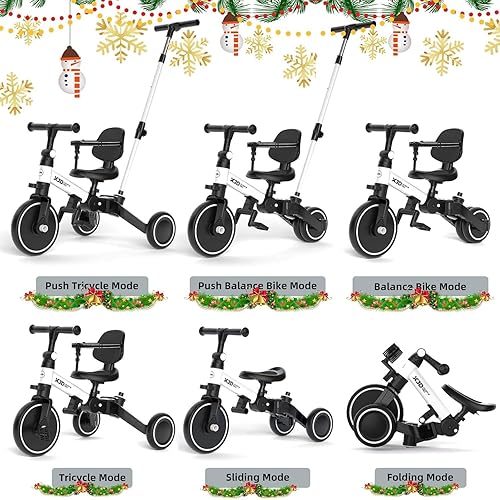 Miniatura 3 de Glaf Tricycle for Toddlers 1-3 Toddler Bike with Push Handle 2-4 Years Baby Bike Toy for 1 Year Old Boys and Girls Balance Bike with Removable Blanco