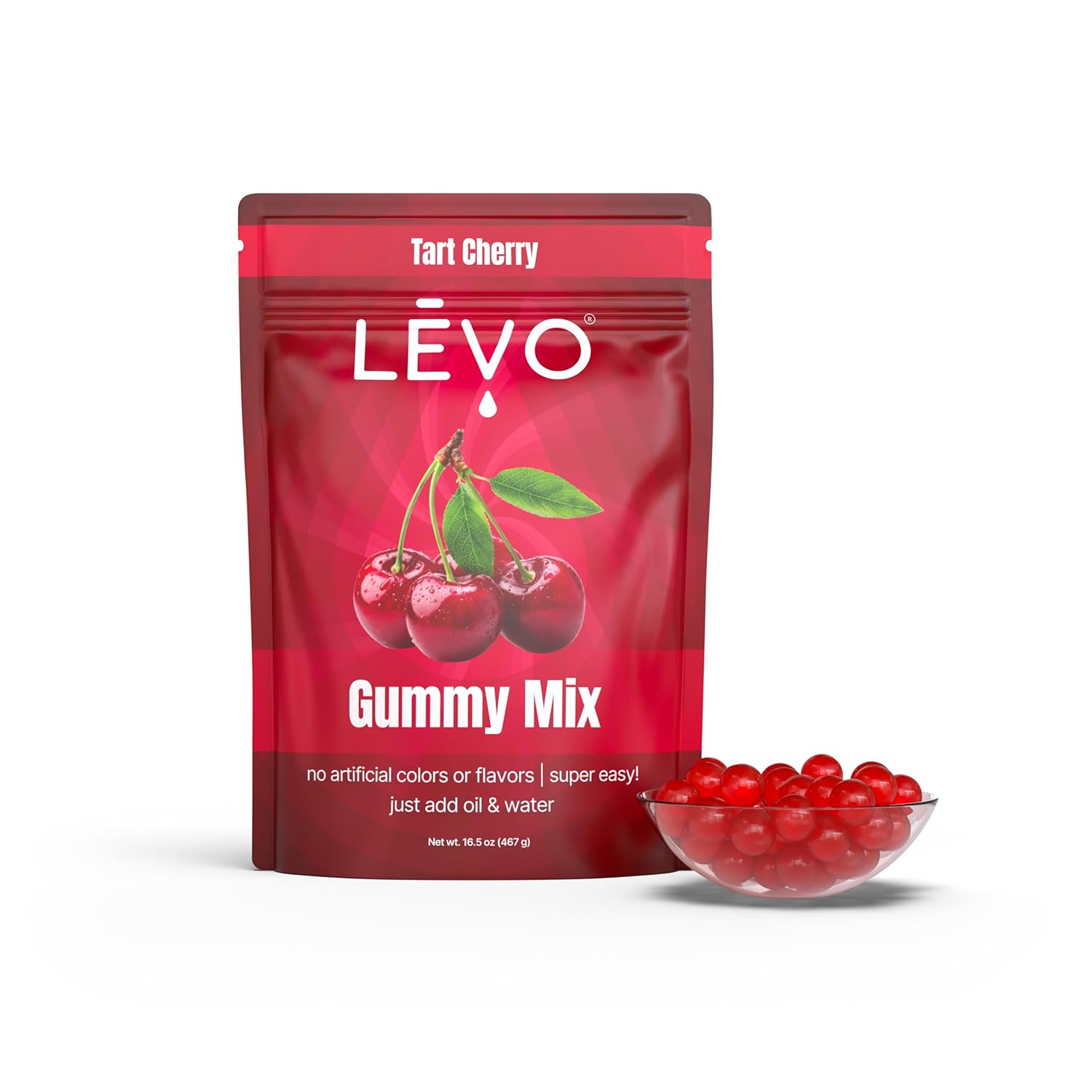 LĒVO Gummy Mix - Cherry - Bulk Bag 16.5 oz - Make Your Own Infused Gummies - Each Bag Makes 192 Gummies - 1 Pack