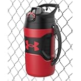 Under Armour Half Gallon Water Bottle Insulated, 64oz Insulated Water Bottle with Handle, Fence Hook, Leak Resistant, for Baseball, Football & More, Red/Black