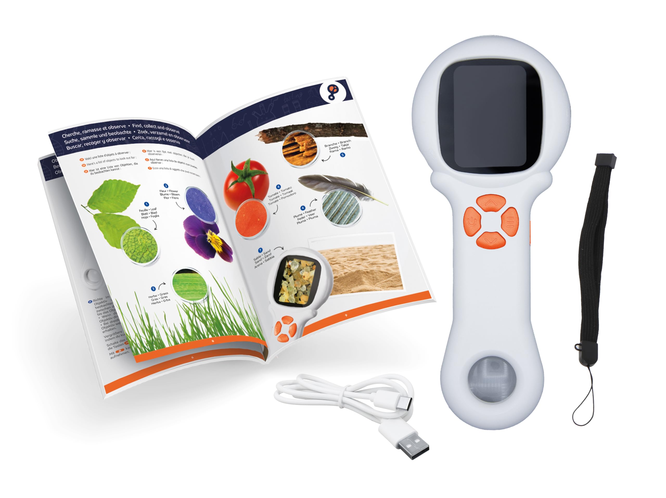 BUKI MR300 - Microscopio Lupa Vídeo Portátil Niños – Zoom 500x con Pantalla, LED y Fotos/vídeo, Juguete científico, +4 años