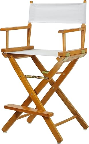 Casual Home - Silla de director de 24 pulgadas, marco de roble miel, con lienzo blanco, altura de mostrador