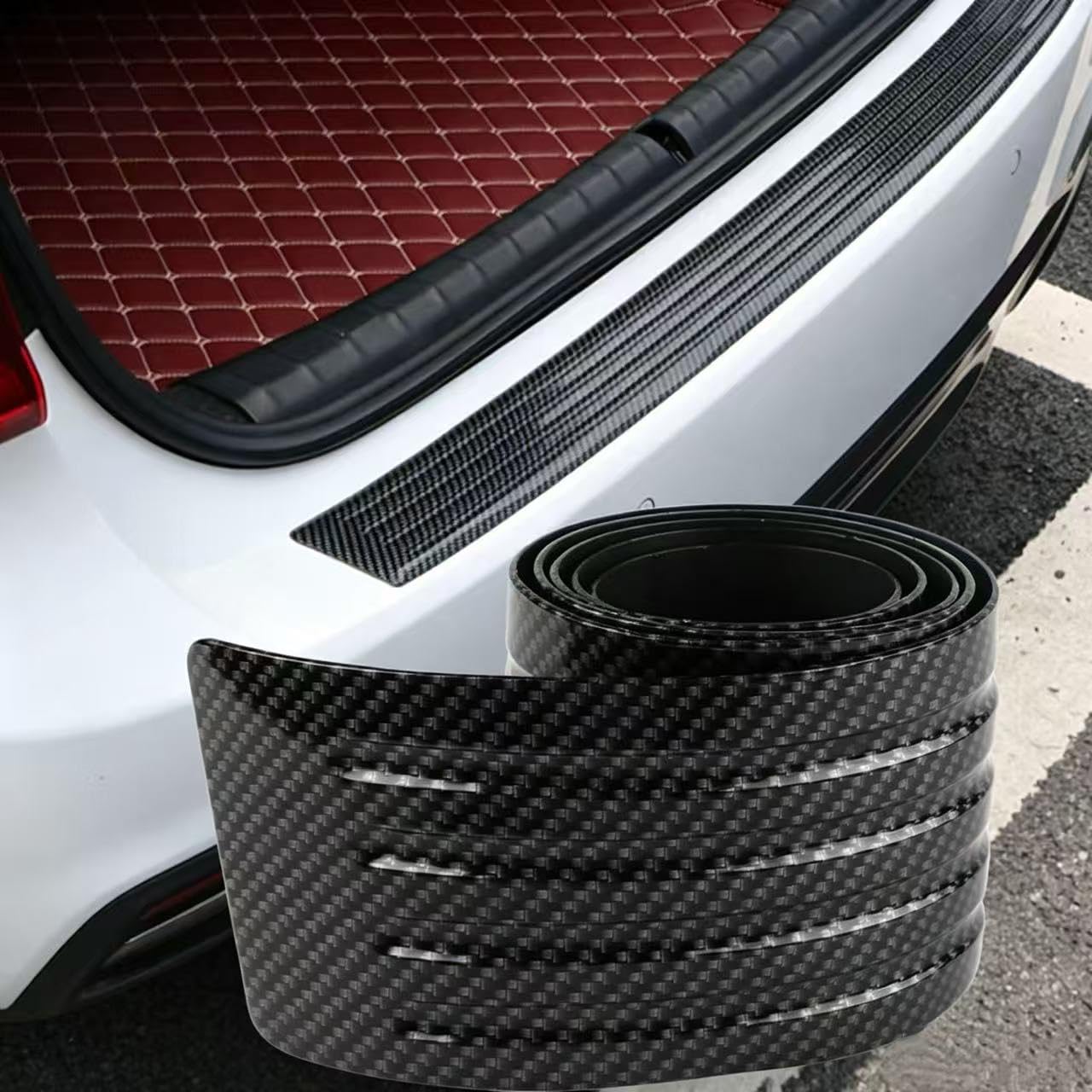 YDSTNiu 1Pcs Rear Bumper Protector Strip for Alfa Romeo Limousine Typ 159 2005-2011, ABS Carbon Fiber Texture Boot Sill Guard Trunk Loading Car Owners,35.5x3.4 inch