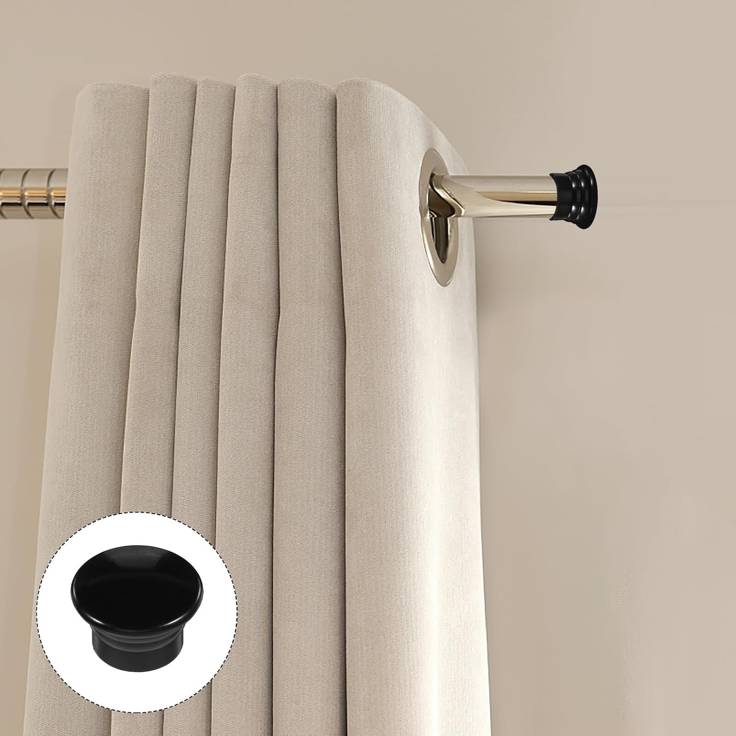 50pcs White Plastic Curtain Rod End Caps for 28mm Diameter Rods Decorative Roman Finials Window Treatment Accessories for Home and Office