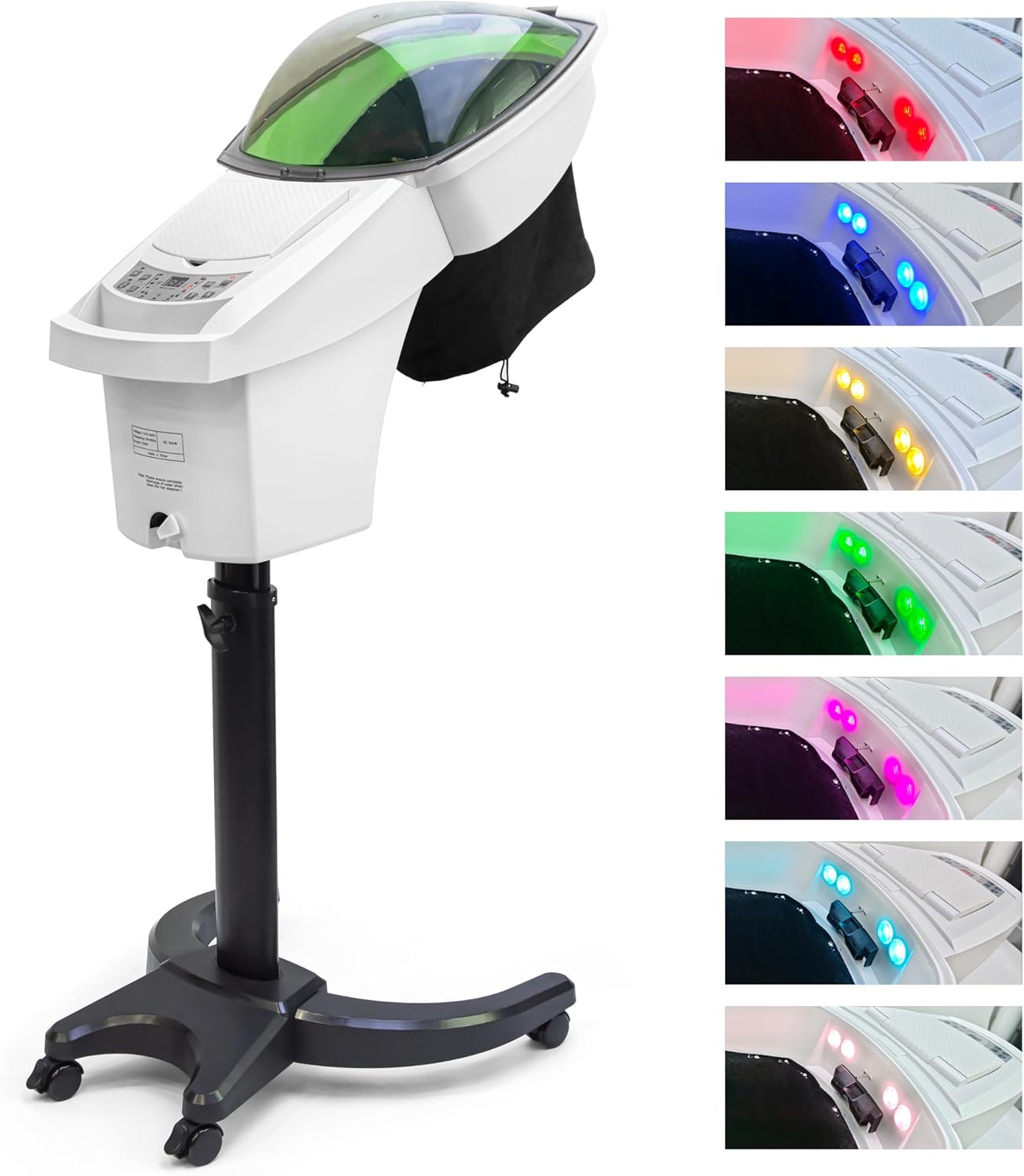 Elitzia Hair Steamer for Black Hair Deep Conditioning Professional Ozone Hair Steamer for Salon Shampoo Bowl Nano Micro Mist Steam for Natural Hair with Hooded ET1408W7C White 7-Color Light