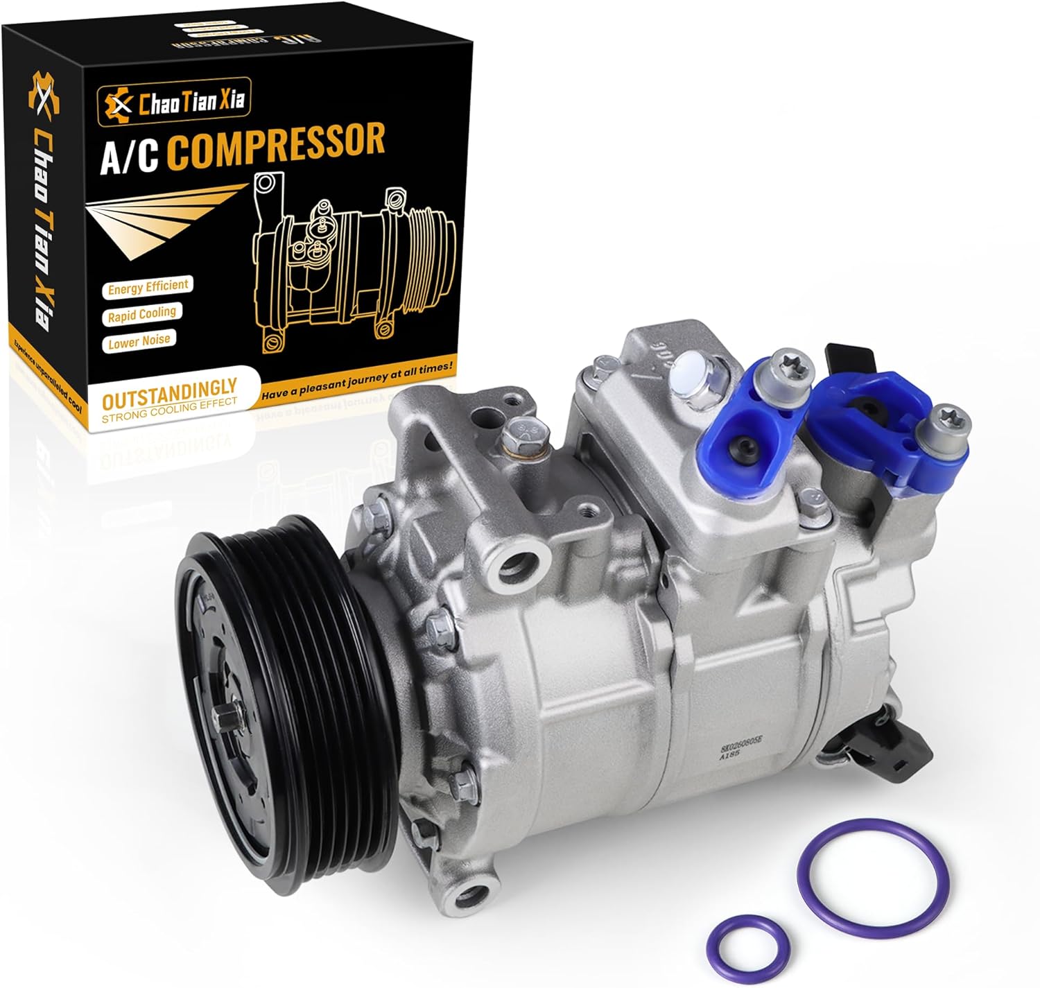 AC Compressor with Clutch Compatible with 2007-2012 Audi A4 1.8L 2.0L, 2010-2012 A4 Quattro 2.0L 3.2L, 2010-2016 A5 Quattro 2.0L 3.0L 8K0260805E