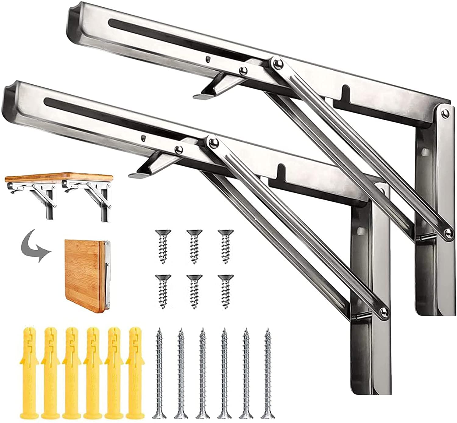 Buy Homeme Sturdy Folding Shelf Brackets Max Load 300 lb, Heavy Duty