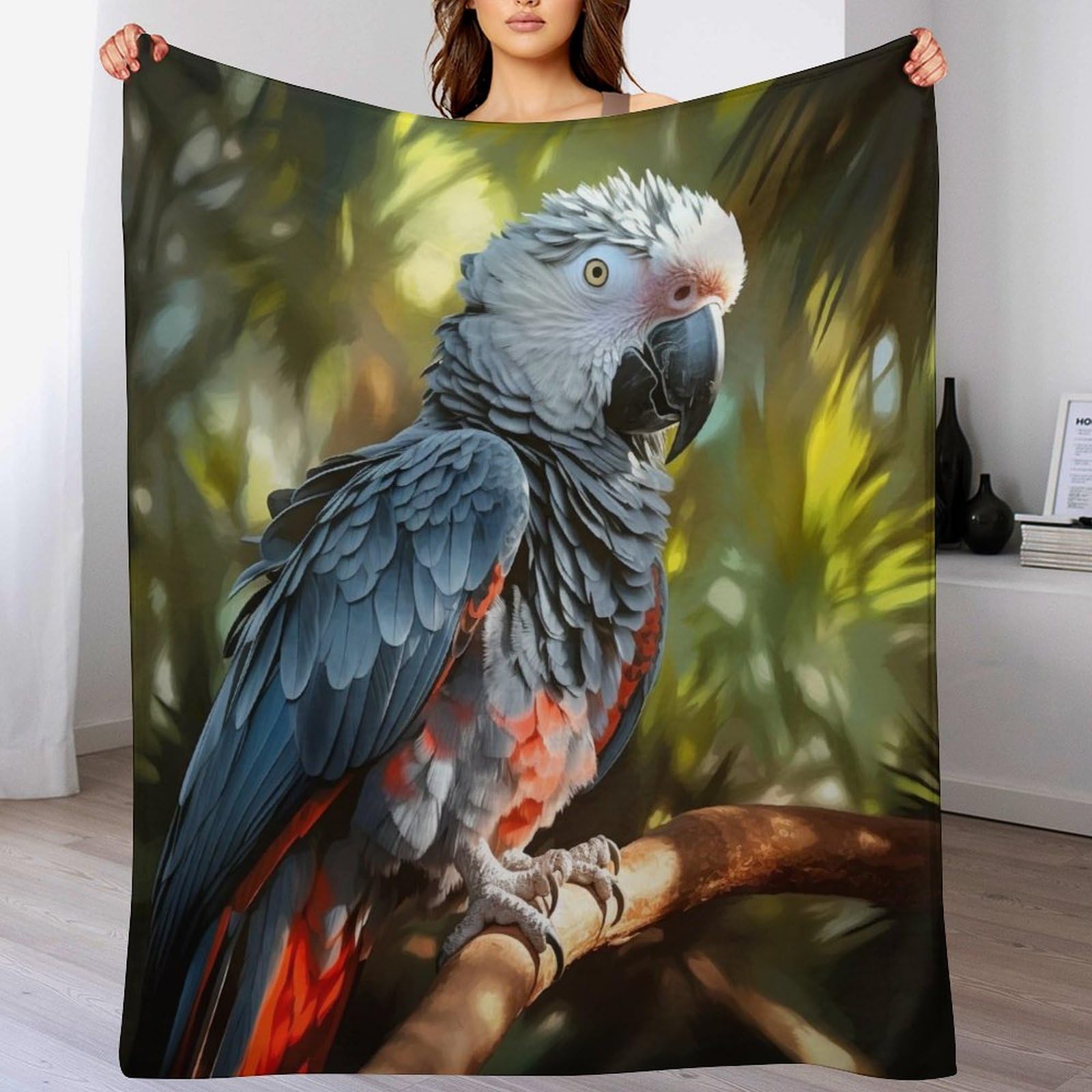 Couverture de lit douce couverture canape flannel perroquet decoration interieure 180x200