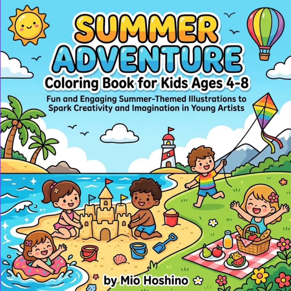 Summer Adventure Coloring Book for Kids Ages 4-8: Fun, Cute, bold and Easy Summer-Themed Coloring Pages for Creative Boys and Girls Ages 4-8