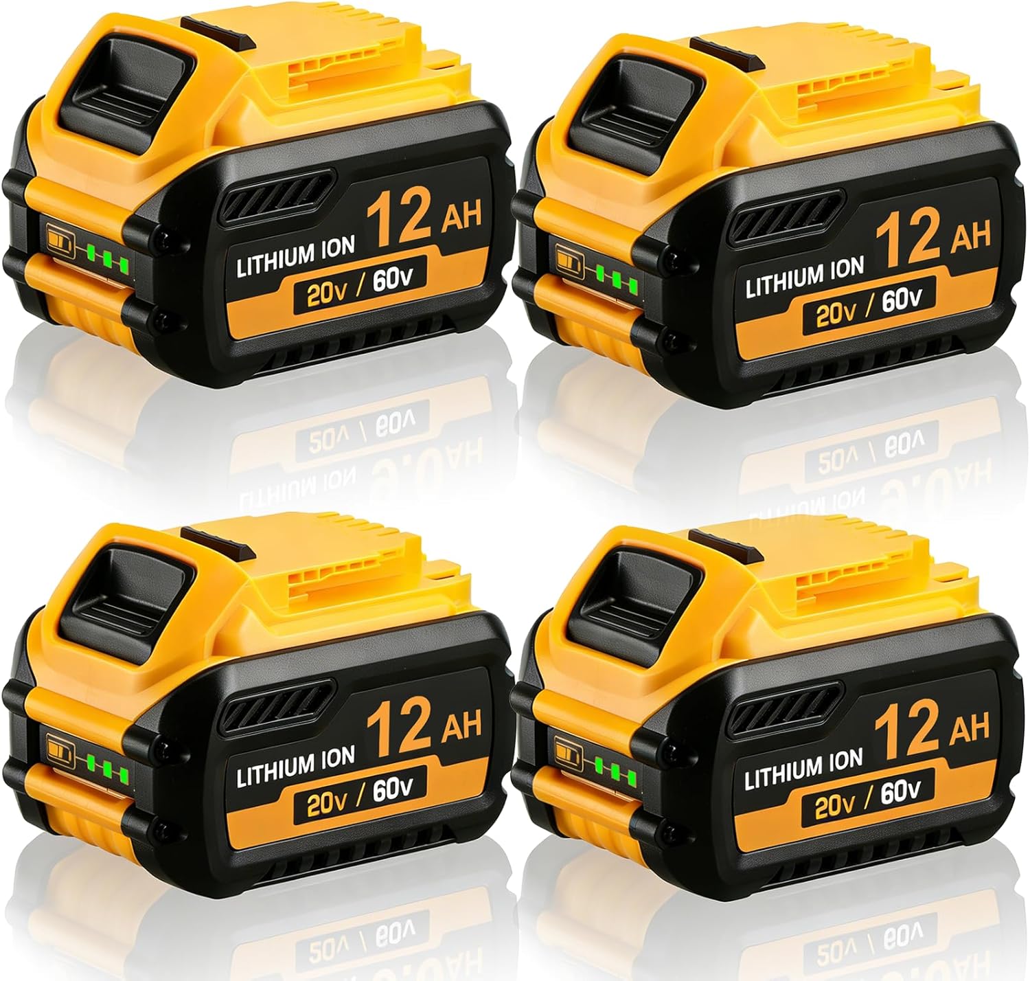 SANIU 4-Pack 12.0Ah 20V/60V Replacement for Dewalt 60V Flex-Volt Max Battery Lithium ion DCB609 DCB606 DCB612 Compatible with Dewalt 20V/60V Cordless Power Tools