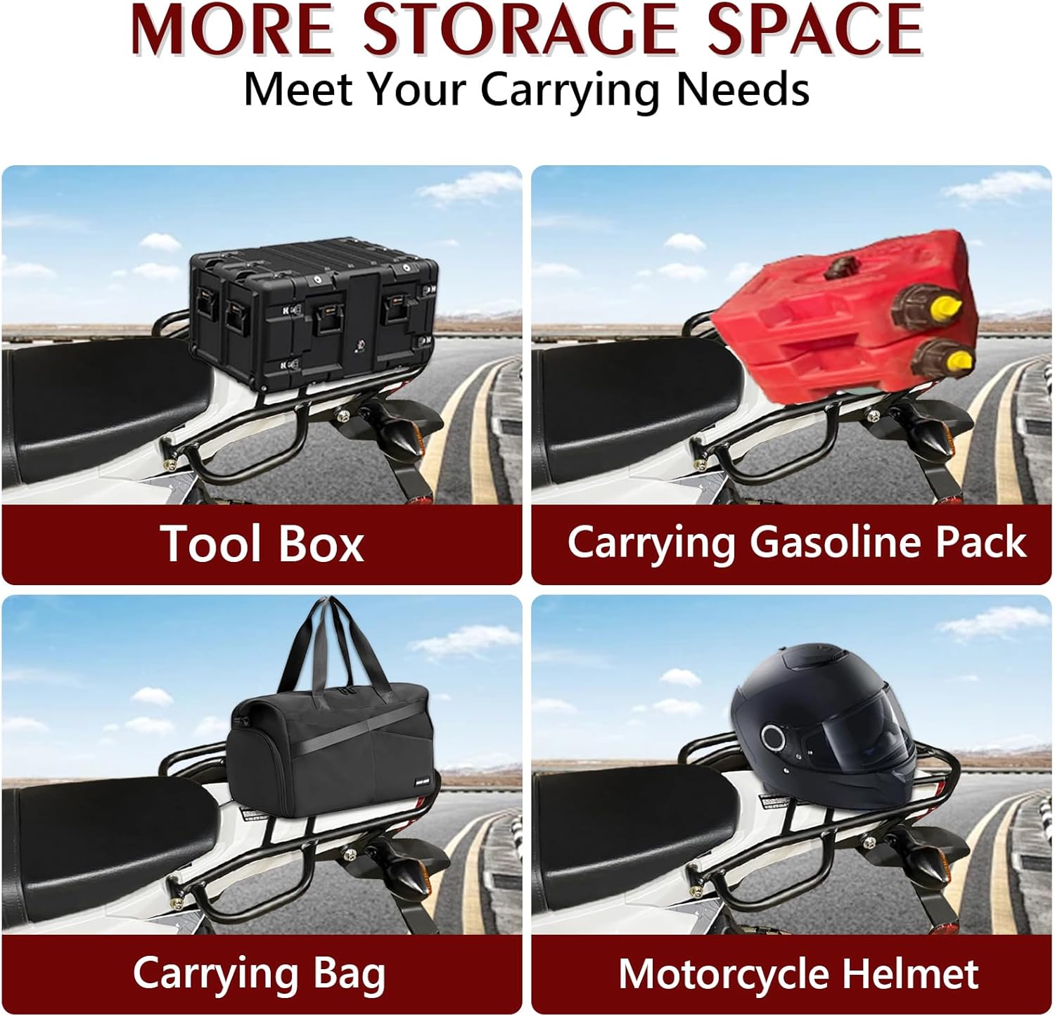 Rear Rack Accessories Compatible with CRF250L Rear Cargo Luggage Pannier Rack with Grab Rail Replacement for Honda CRF250L CRF250M CRF250 Rally 2012-2021