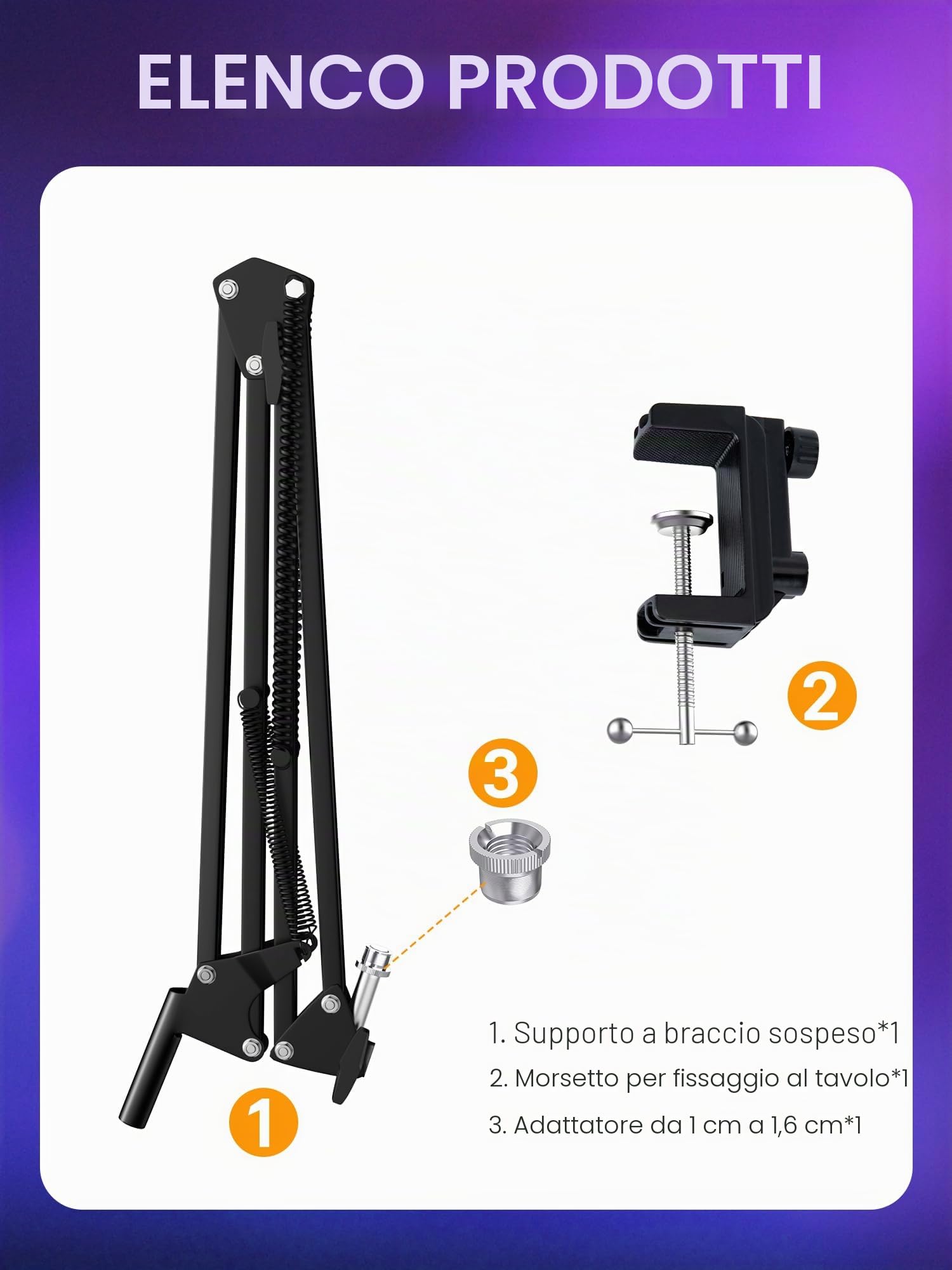SUNMON Braccio Microfono per HyperX SoloCast 2 - Supporto Microfono Universale da Scrivania per SoloCast QuadCast S / 2S Rode Podmic Blue Yeti Fifine e la maggior parte dei Microfoni (Nero)