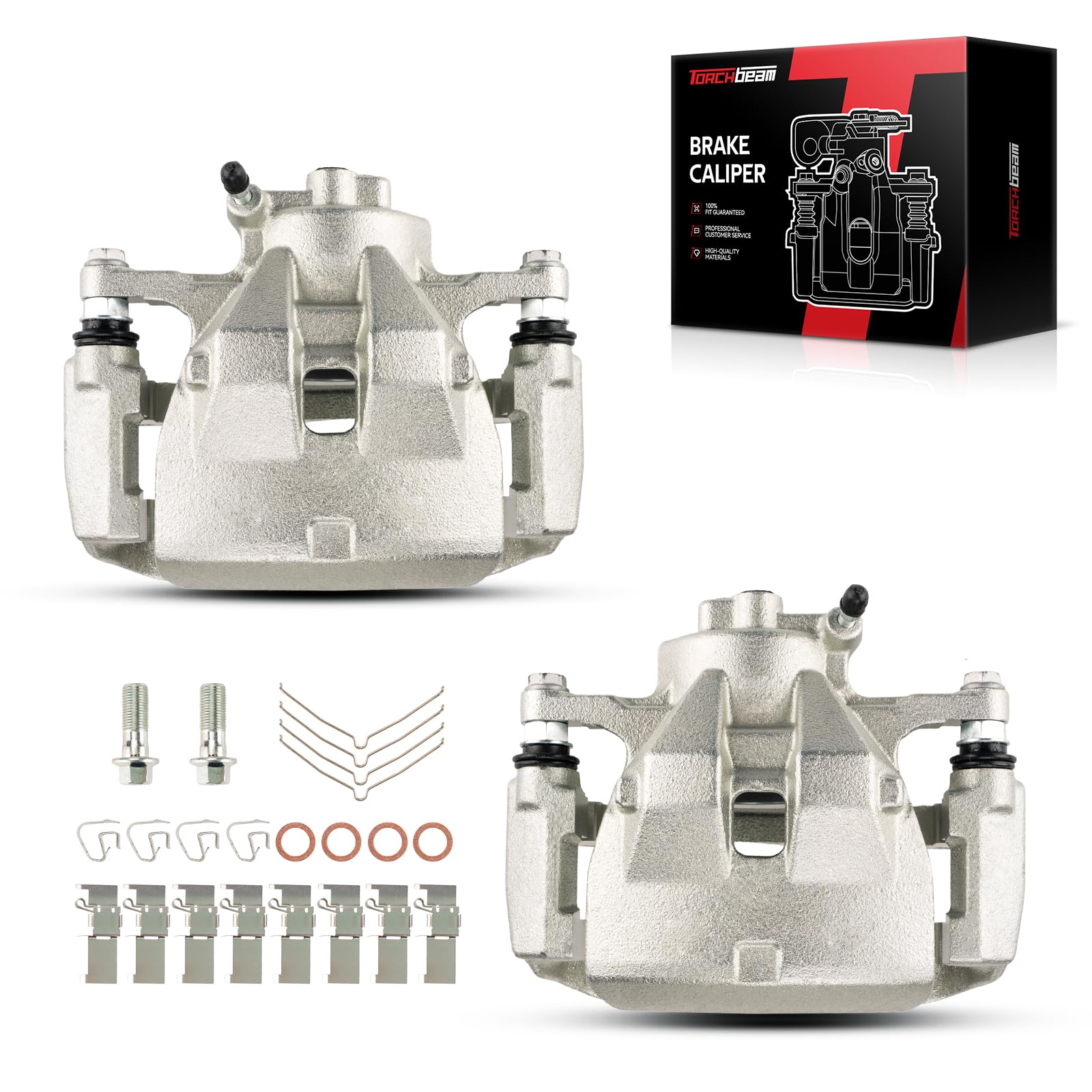 Torchbeam 2PCS Front Driver and Passenger Side Brake Caliper for Toyota Lexus for 2007-2017 Camry, 2007-2012,2016-2018 ES350, 2008-2018 Avalon, Disc Brake Caliper Assembly with Bracket 19B3128+19B3129