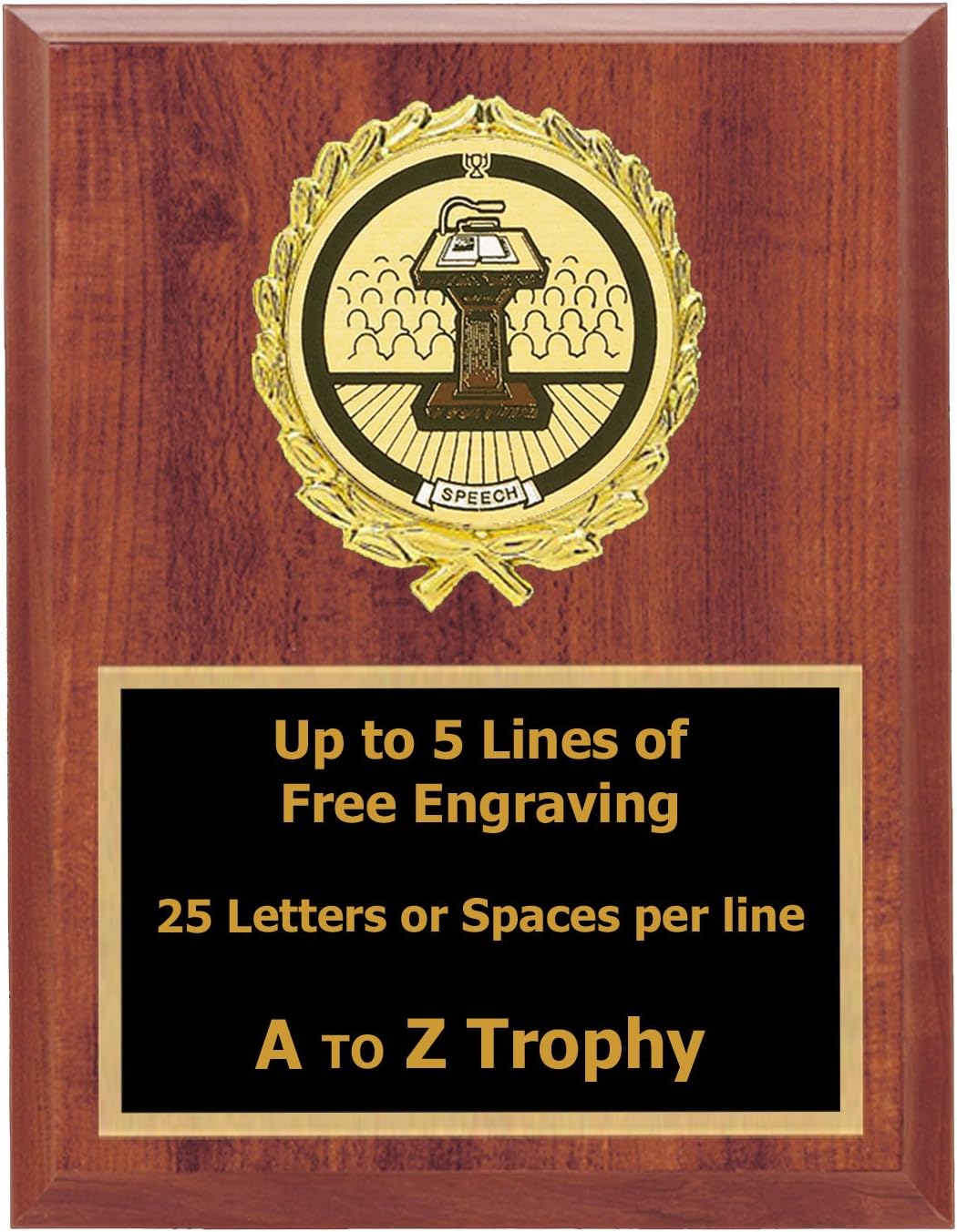 Trophies Speech Plaque Awards 6x8 Wood Public Speaking Speaker Trophy Free Engraving