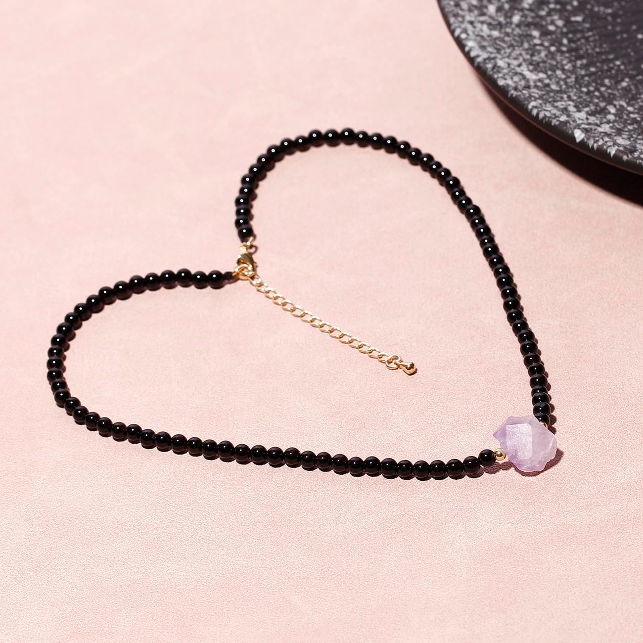 Simple Raw Amethyst Beaded Necklace Spiritual Protection Choker 4mm Gemstones and Crystals Necklaces for Women - Image 6