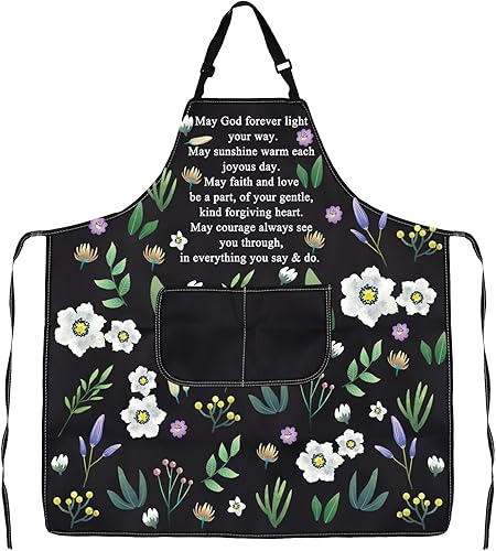 Miniatura 5 de CMNIM Delantales cristianos para regalo religioso, versículos de la Biblia, delantal de cocina cristiana con bolsillos, delantal de cocina Faith