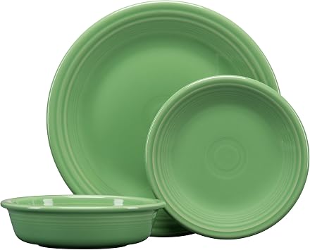 Fiesta Classic Rim 3-Piece Dinnerware Set Durable Ceramic, Lead-Safe, Dishwasher/Microwave/Oven Safe Made in USA Dinnerware - Meadow