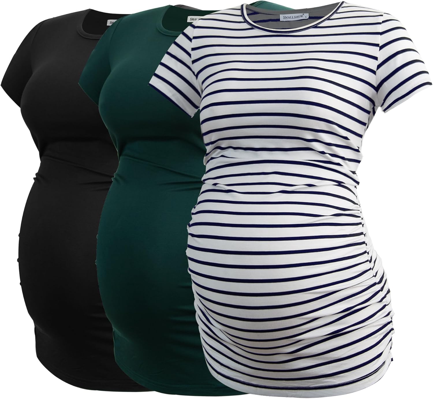 Smallshow Women's Maternity Tops Side Ruched Tunic T-Shirt Pregnancy Clothes