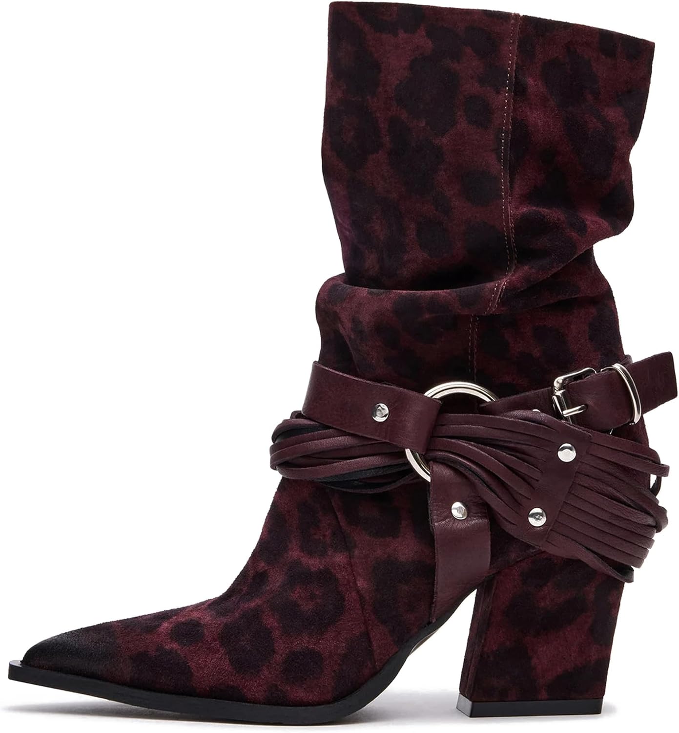 Cowboy Boots for Women Slouchy Cowgirl Ankle Boots Pull On Chunky Heel Biker Boots Ankle Bukle Western Booties Trundy Short Country Cowboy Boots